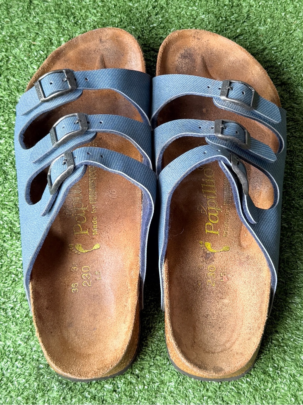 Papillio by Birkenstock Florida Blue Synthetic Leather Women’s Sandals
